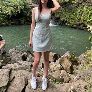 Brandy Melville Gingham Mini Dress w/ Tie Waist Green